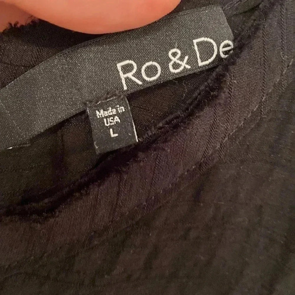 Ro & De High Low Open Back Pleated Back Short Sleeve Black Blouse Size L - Picture 5 of 11